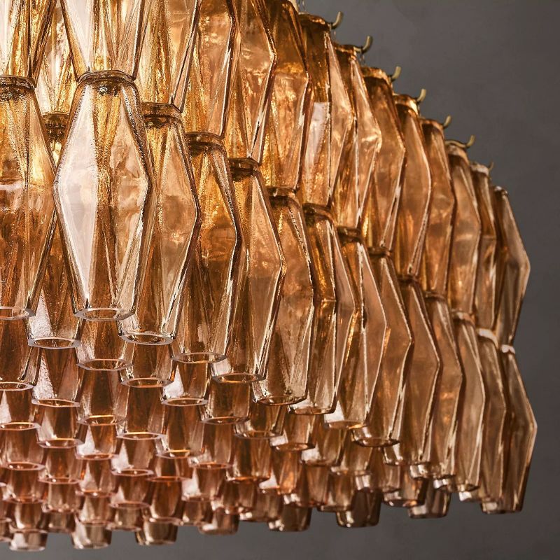 Chara Smoke Glass Rectangular Chandelier 74" - thebelacan