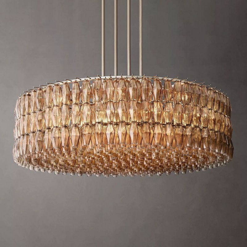 Chara Smoke Glass Round Chandelier 62" - thebelacan