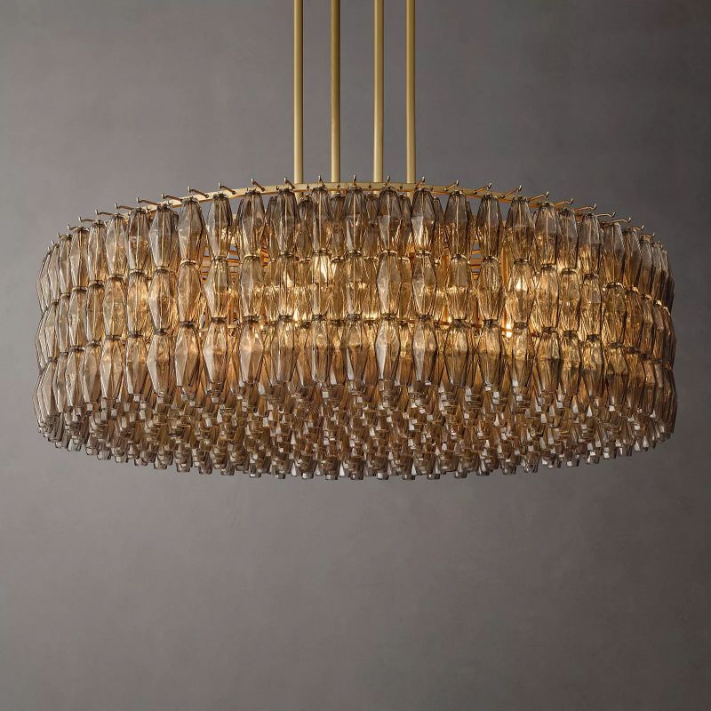 Chara Smoke Glass Round Chandelier 62" - thebelacan