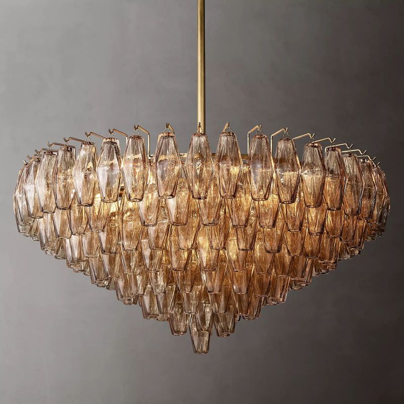 Chara Smoke Glass Tiered Round Chandelier 37" - thebelacan