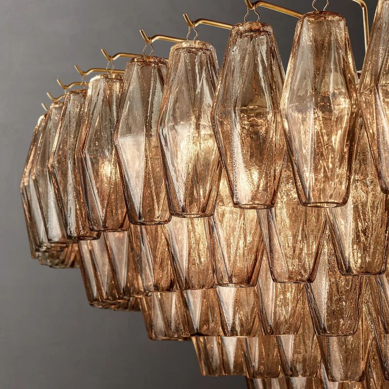 Chara Smoke Glass Tiered Round Chandelier 62" - thebelacan
