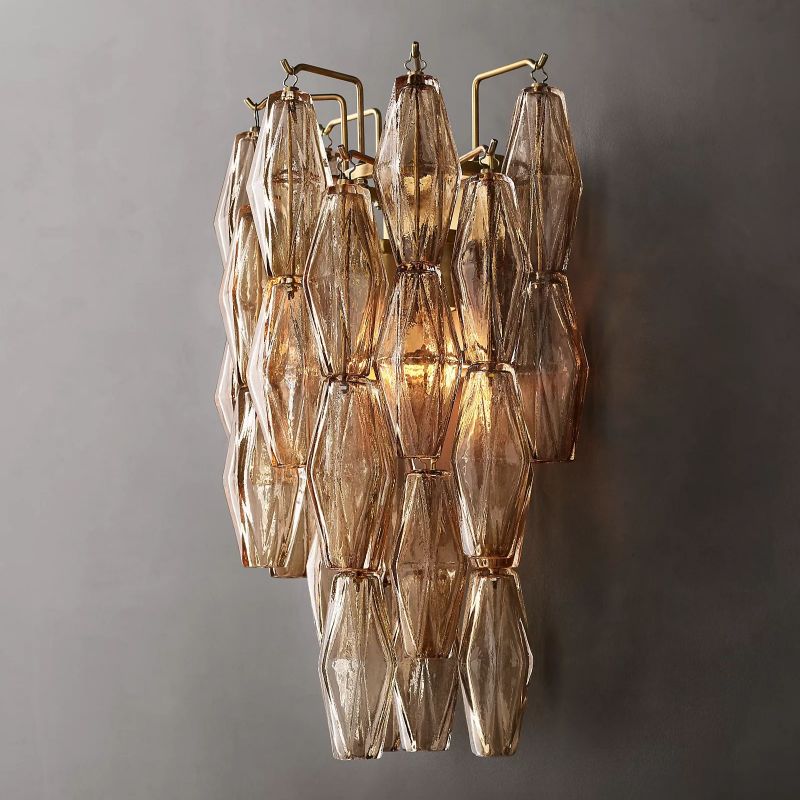 Chara Smoke Glass Short Wall Sconce - thebelacan