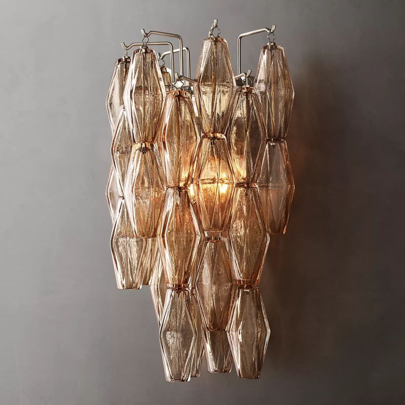 Chara Smoke Glass Short Wall Sconce - thebelacan