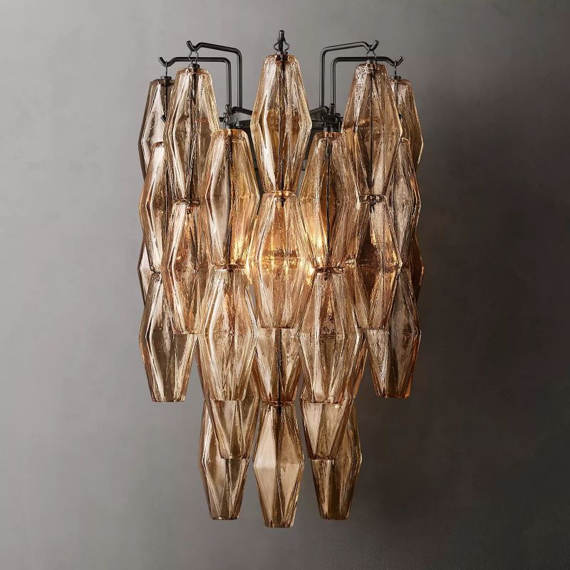 Chara Smoke Glass Short Wall Sconce - thebelacan