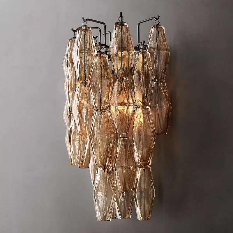 Chara Smoke Glass Short Wall Sconce - thebelacan