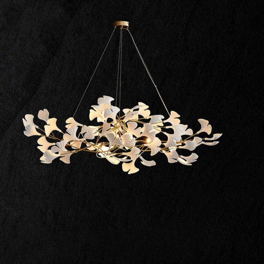 Ceramic Gingko Linear Branch Chandelier - thebelacan