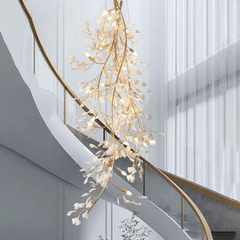 Ceramic Ginkgo Staircase  Long Branch Chandelier - thebelacan