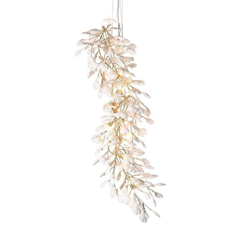 Ceramic Ginkgo Staircase  Long Branch Chandelier - thebelacan