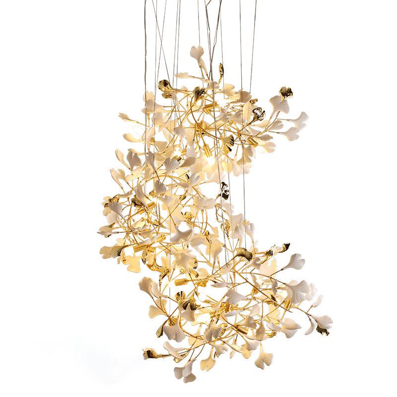 Ceramic Ginkgo Staircase  Long Branch Chandelier - thebelacan