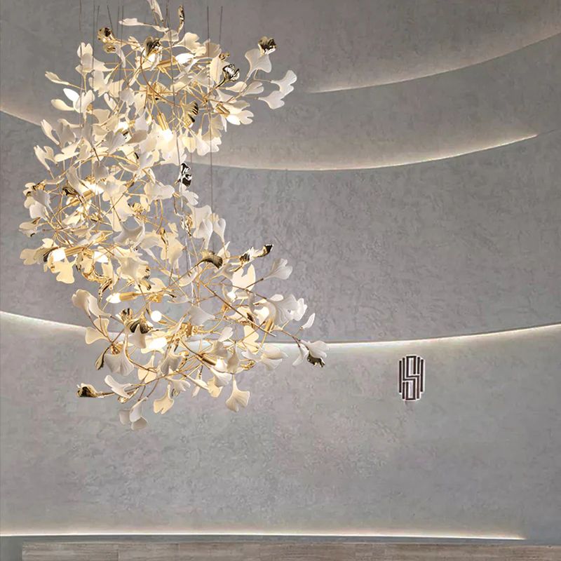 Ceramic Ginkgo Staircase  Long Branch Chandelier - thebelacan