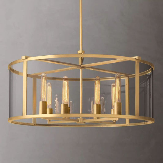 Beckman Glass Lantern Modern Round Chandelier 33" - thebelacan