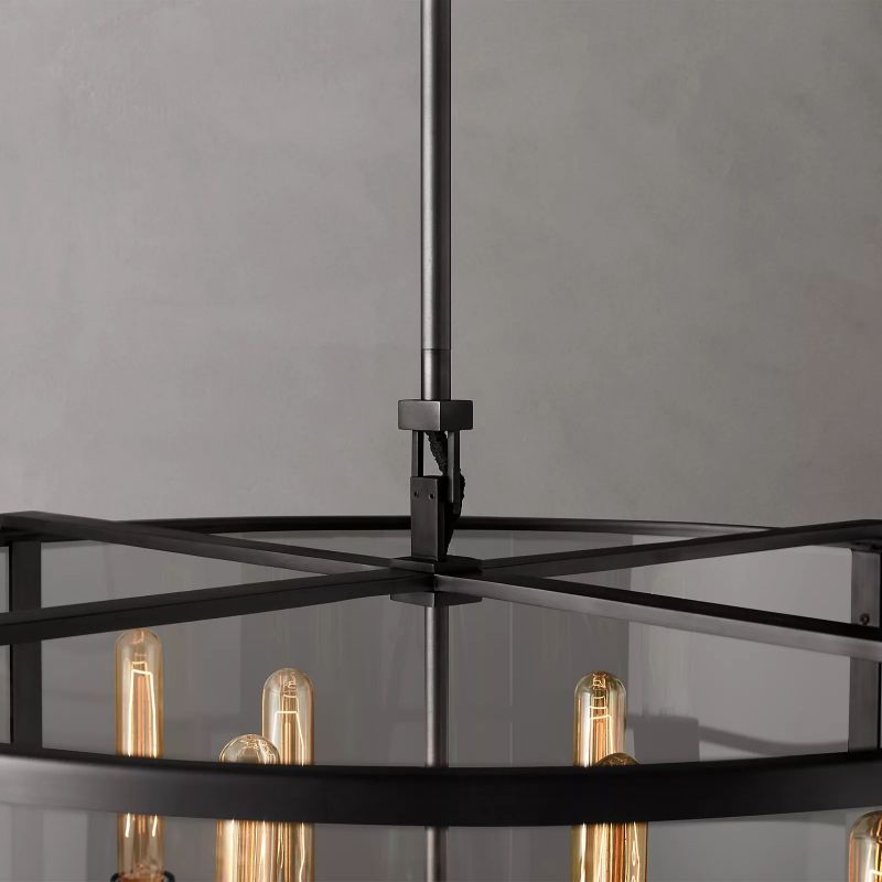 Beckman Glass Lantern Modern Round Chandelier 33" - thebelacan