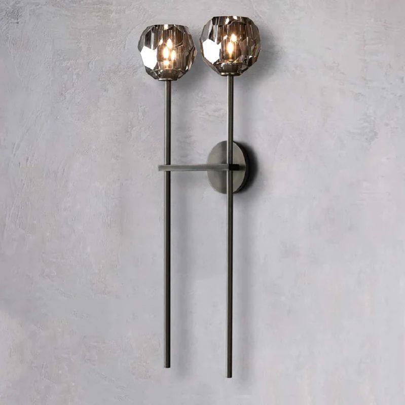 Kristal Smoke Glass Double Grand Wall Sconce - thebelacan