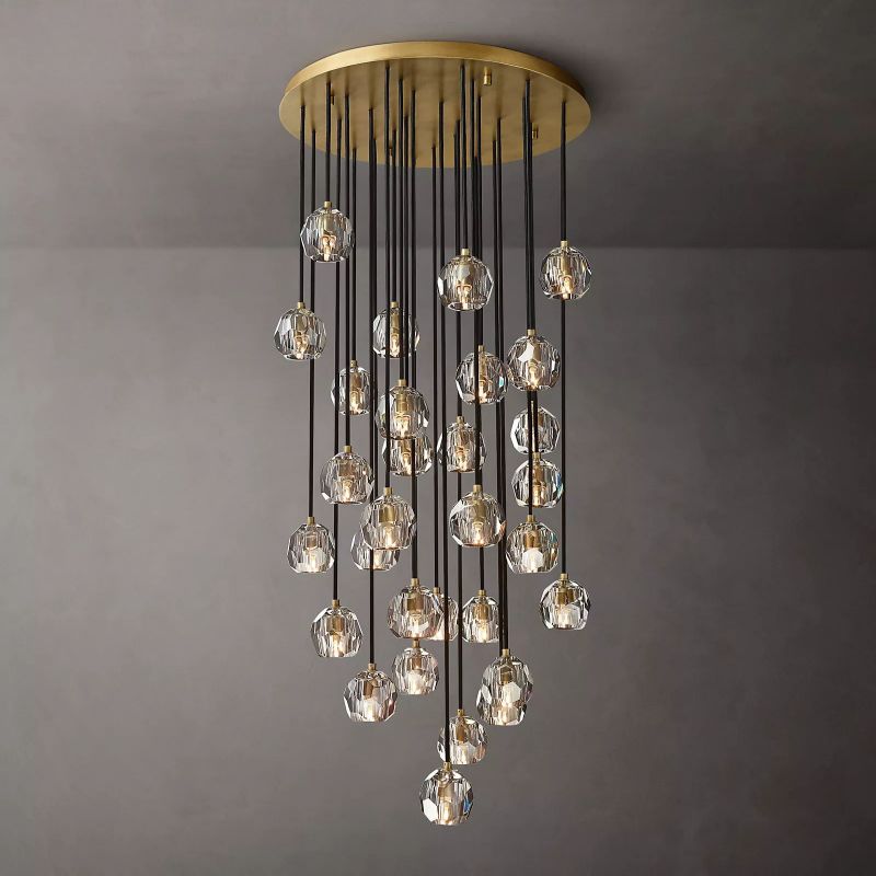 Kristal Clear Glass Round Cluster Chandelier 30" - thebelacan