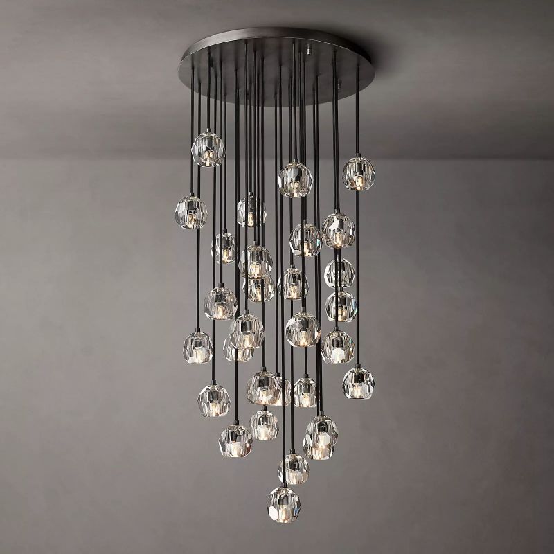 Kristal Clear Glass Round Cluster Chandelier 30" - thebelacan