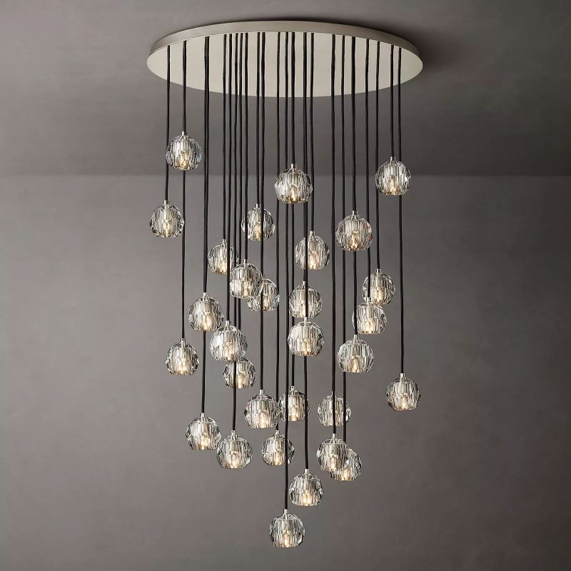 Kristal Clear Glass Round Cluster Chandelier 40" - thebelacan