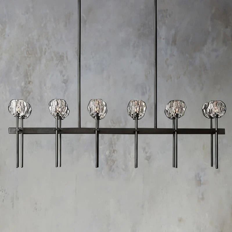 Kristal Glass Double Linear Chandelier 60" - thebelacan
