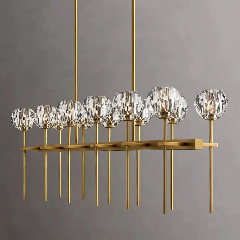 Kristal Glass Double Linear Chandelier 60" - thebelacan