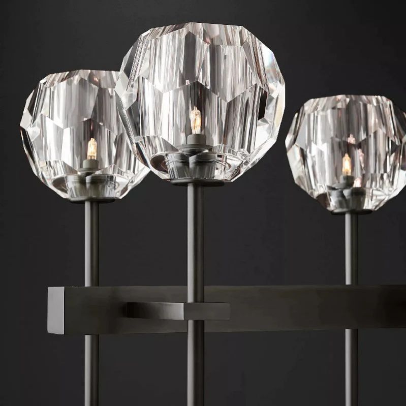 Kristal Glass Double Linear Chandelier 60" - thebelacan