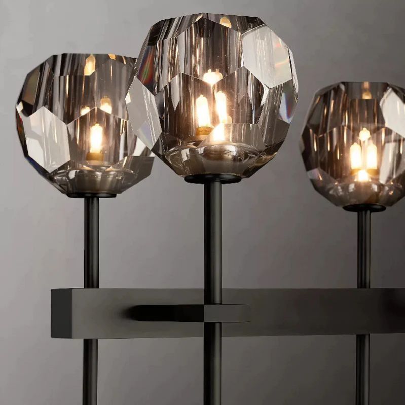 Kristal Glass Double Linear Chandelier 60" - thebelacan