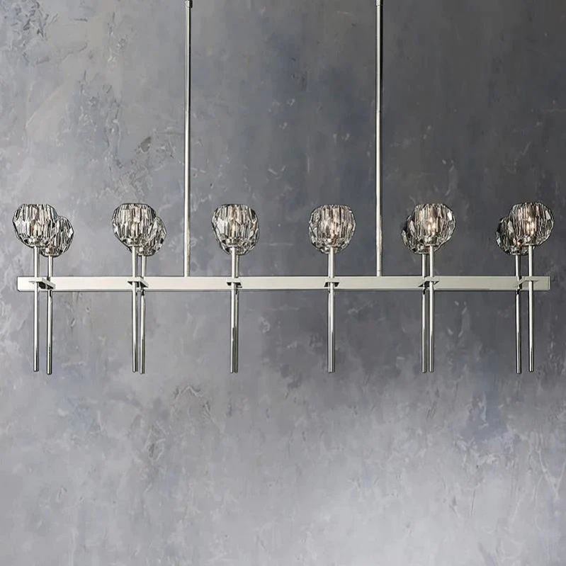 Kristal Glass Double Linear Chandelier 60" - thebelacan