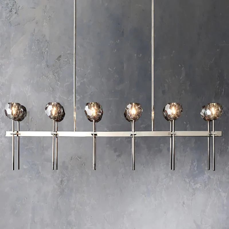 Kristal Glass Double Linear Chandelier 60" - thebelacan