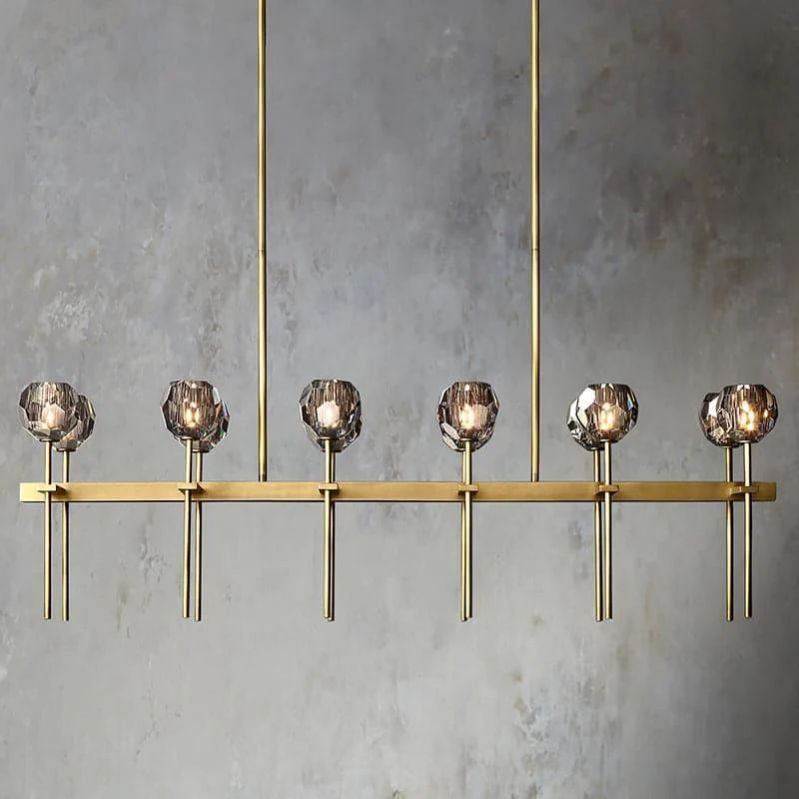 Kristal Glass Double Linear Chandelier 60" - thebelacan