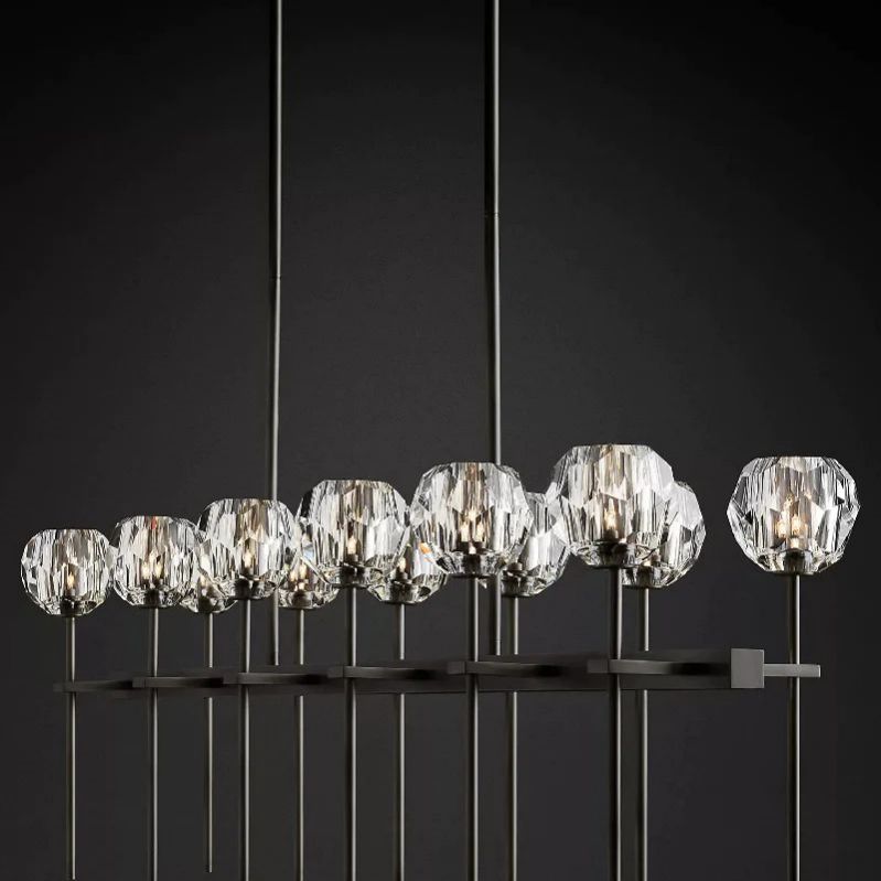 Kristal Glass Double Linear Chandelier 60" - thebelacan