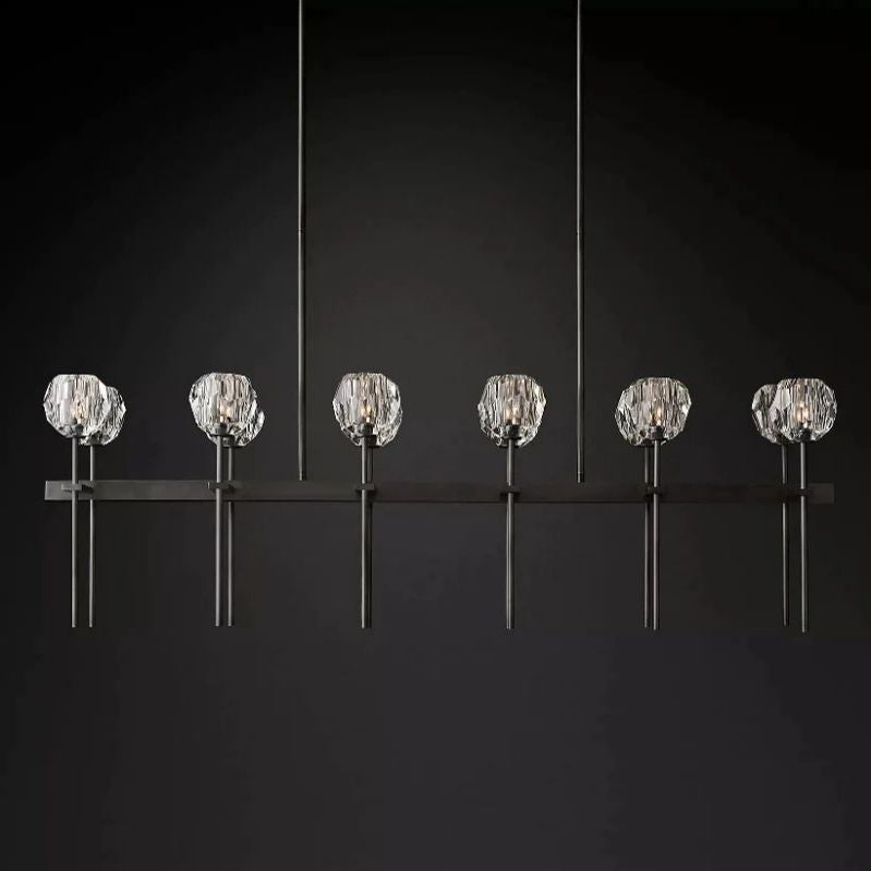 Kristal Glass Double Linear Chandelier 60" - thebelacan
