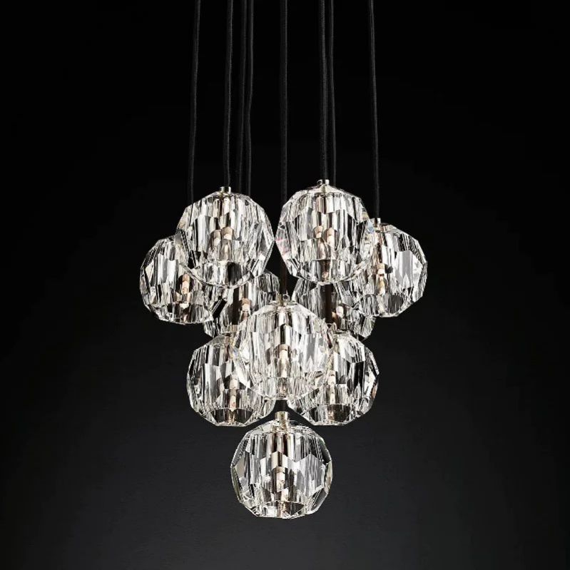Kristal Glass Round Cluster Chandelier 14" - thebelacan