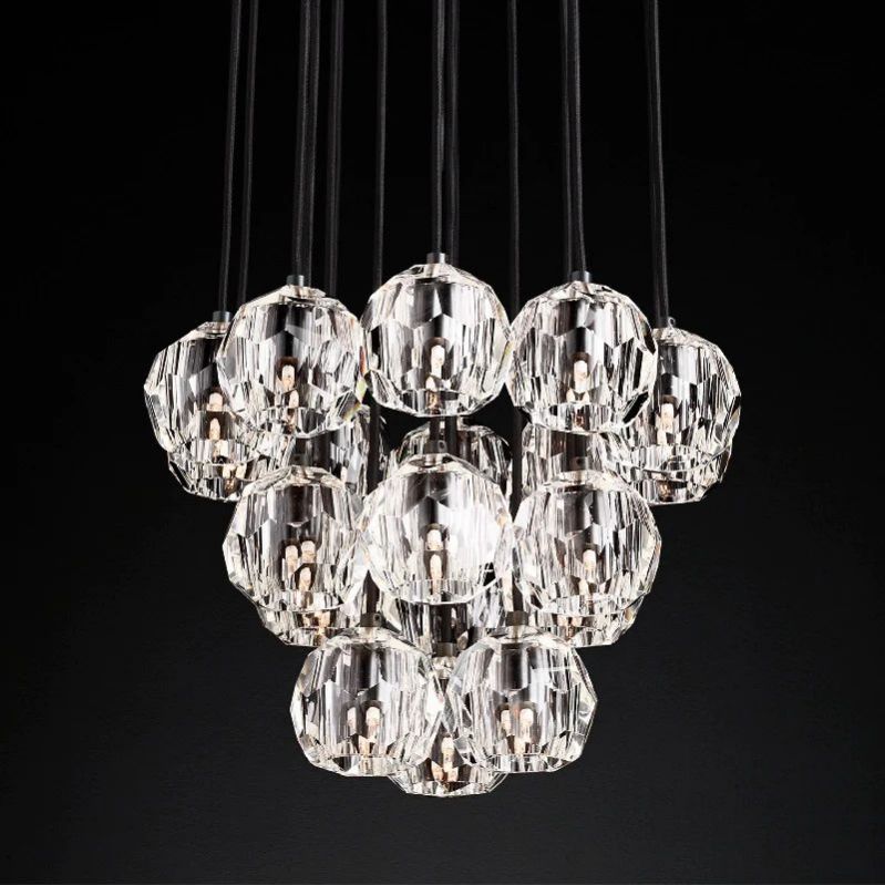Kristal Glass Round Cluster Chandelier 19" - thebelacan