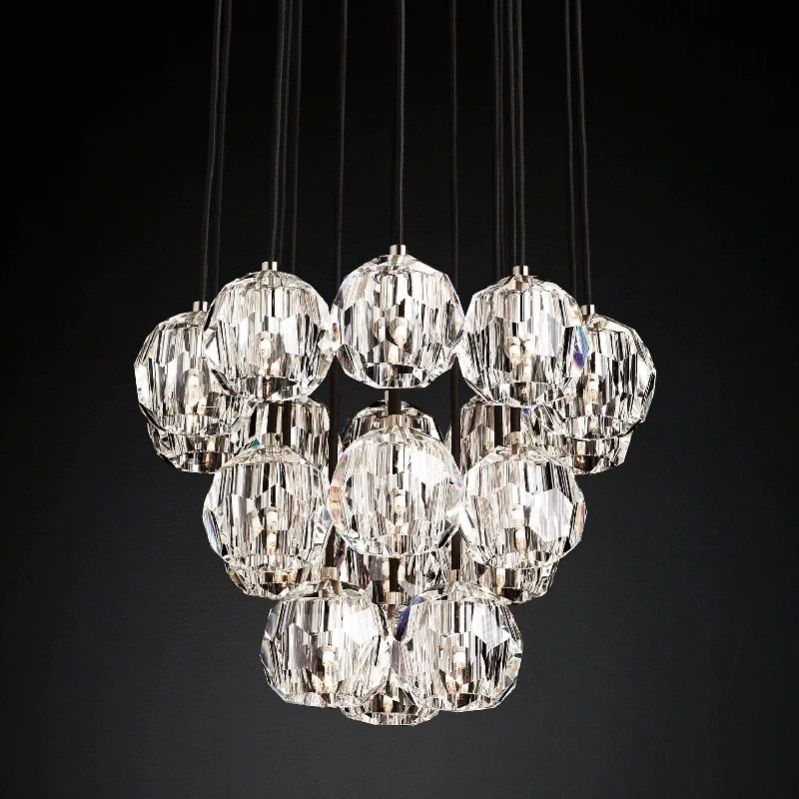 Kristal Glass Round Cluster Chandelier 19" - thebelacan