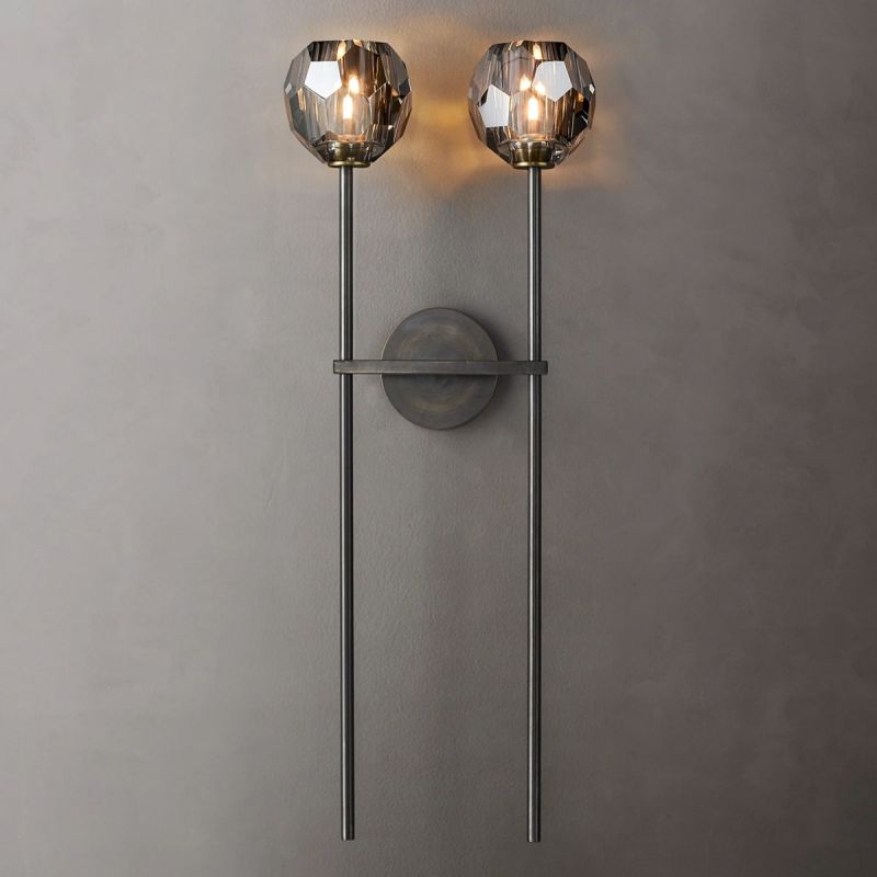 Kristal Smoke Glass Double Grand Wall Sconce - thebelacan