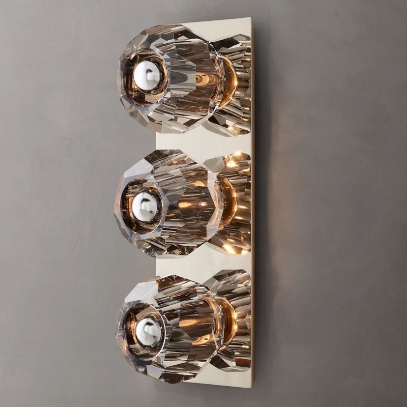 Kristal Smoke Glass Linear Short Wall Sconce - thebelacan