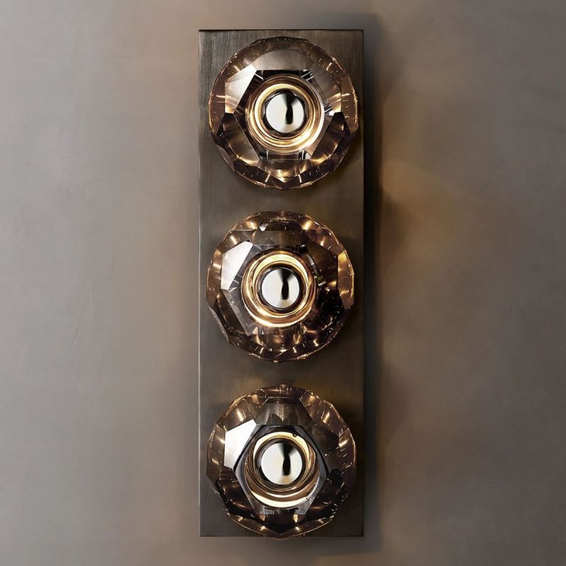 Kristal Smoke Glass Linear Short Wall Sconce - thebelacan