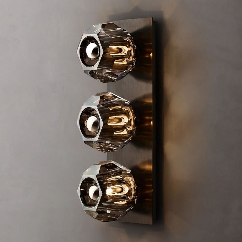 Kristal Smoke Glass Linear Short Wall Sconce - thebelacan