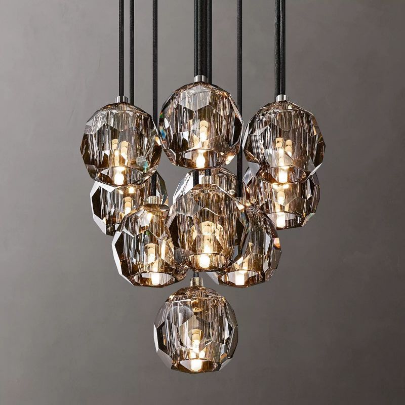 Kristal Glass Round Cluster Chandelier 14" - thebelacan