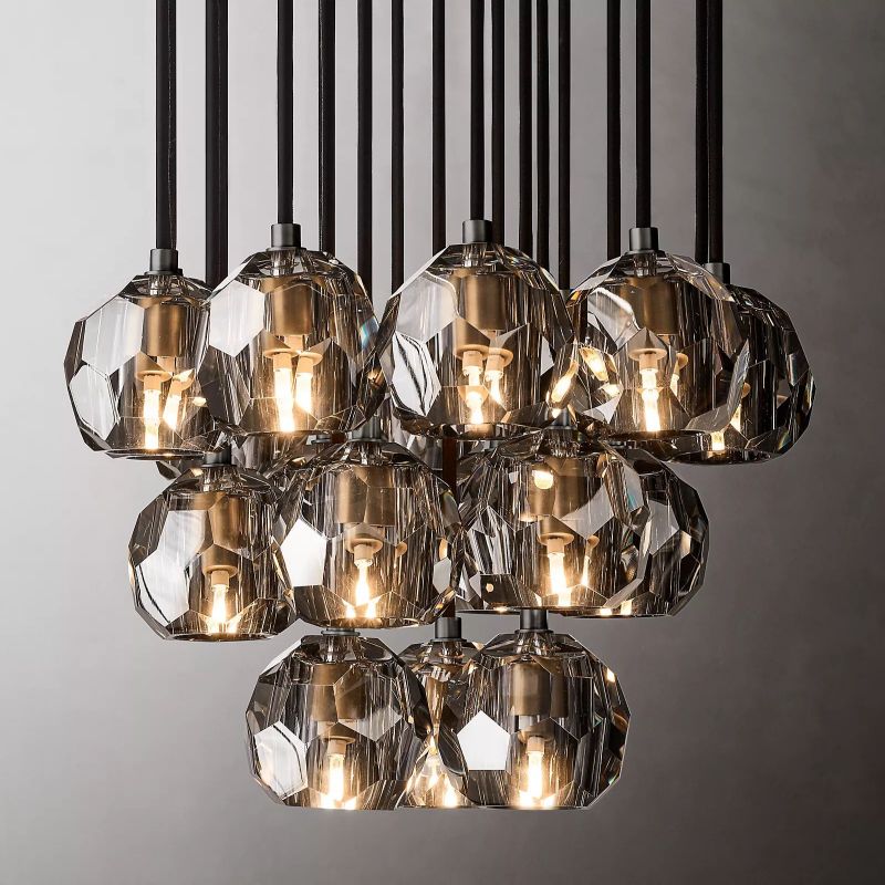 Kristal Glass Round Cluster Chandelier 19" - thebelacan