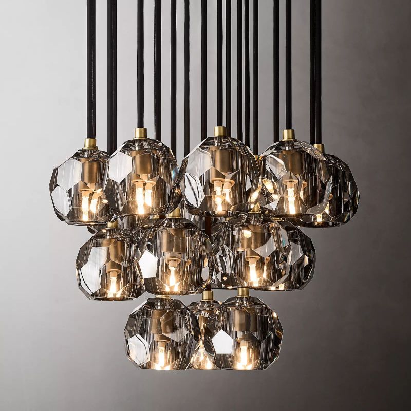 Kristal Glass Round Cluster Chandelier 19" - thebelacan