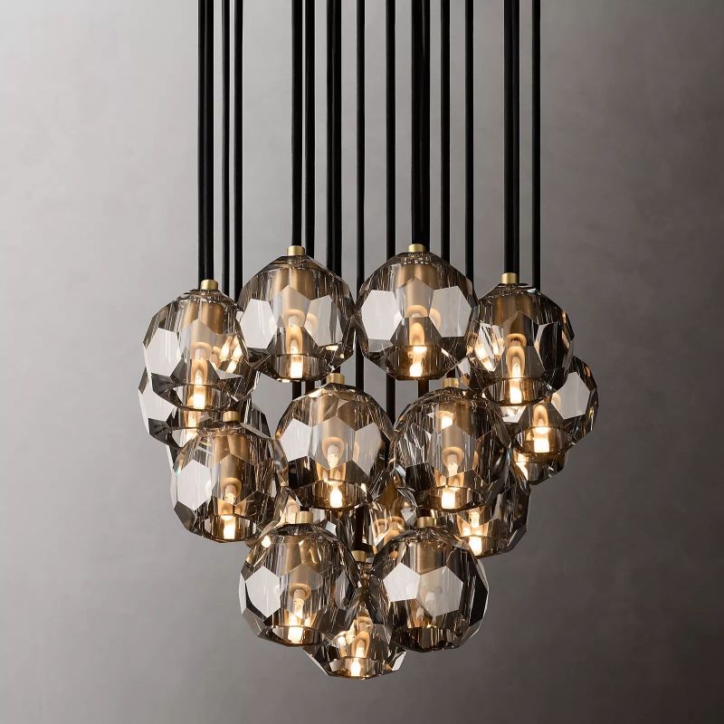 Kristal Glass Round Cluster Chandelier 19" - thebelacan