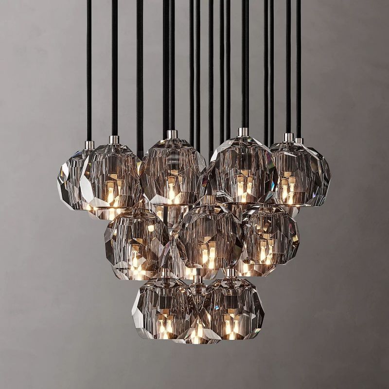 Kristal Glass Round Cluster Chandelier 19" - thebelacan