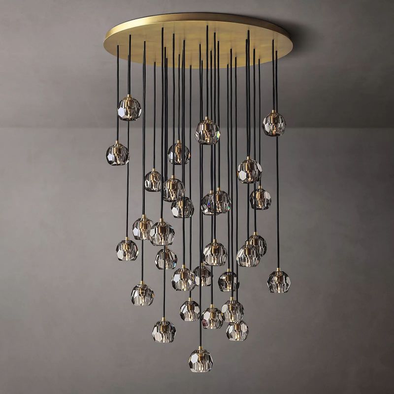Kristal Smoke Glass Round Cluster Chandelier 40" - thebelacan
