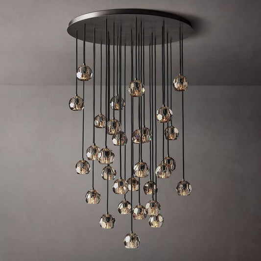 Kristal Smoke Glass Round Cluster Chandelier 40" - thebelacan