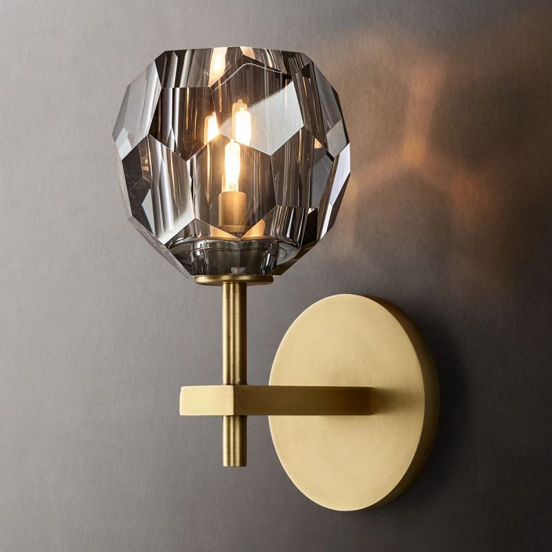 Kristal Smoke Glass Short Wall Sconce - thebelacan
