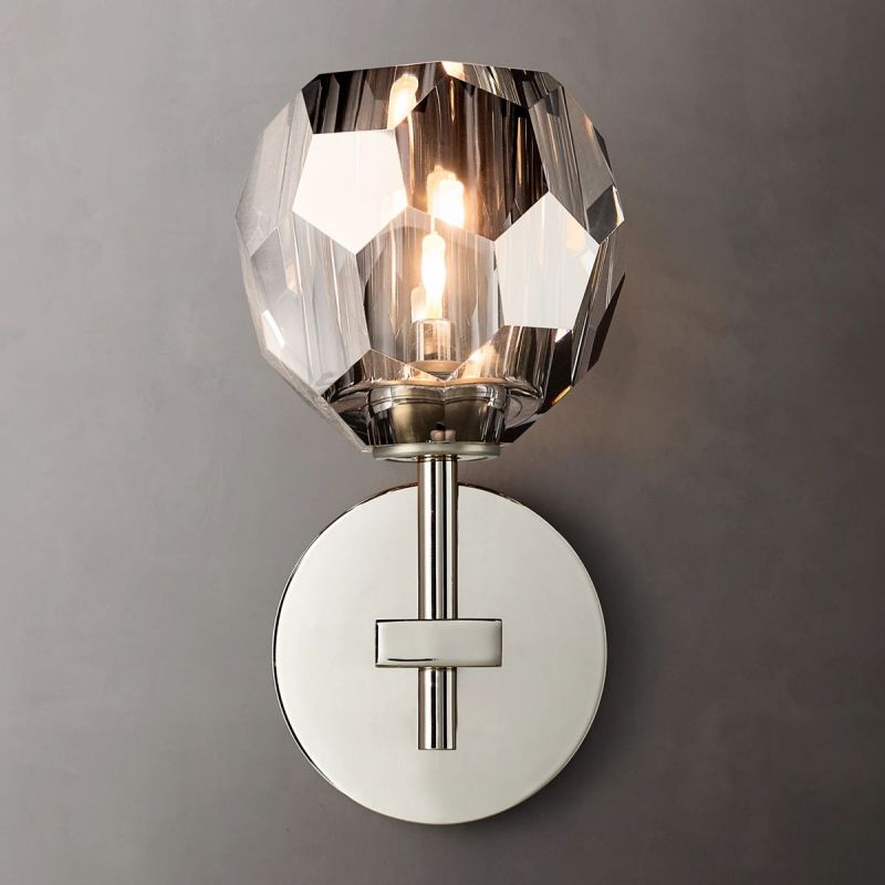 Kristal Smoke Glass Short Wall Sconce - thebelacan
