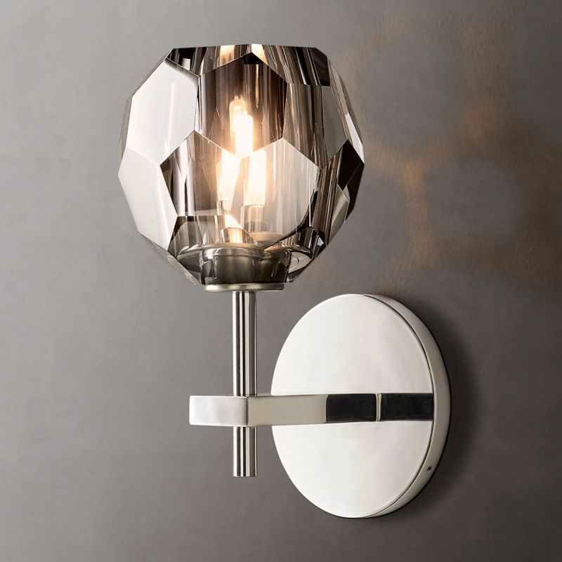 Kristal Smoke Glass Short Wall Sconce - thebelacan