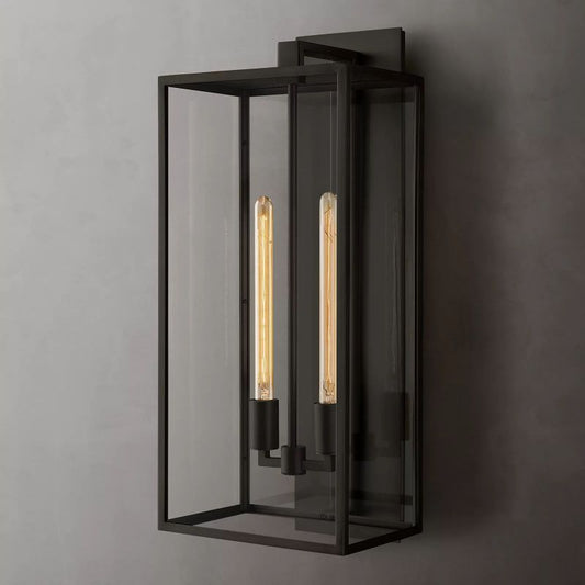 Outdoor Square Lantern Wall Sconce 28" - thebelacan