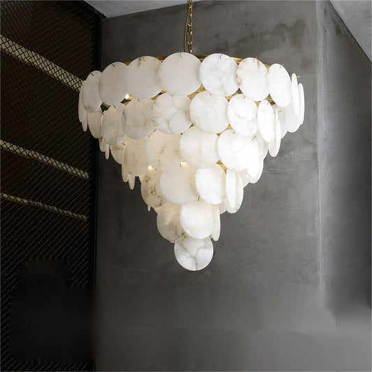 Alabaster Magnolia Multi-tiered Round Chandelier - thebelacan