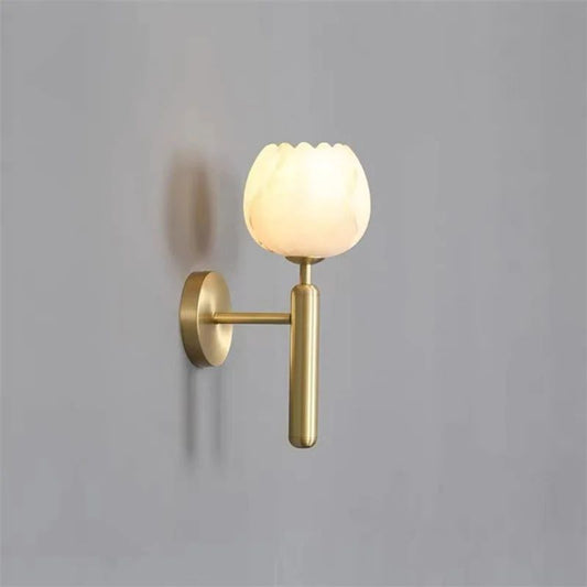 Tulip Alabaster Wall Sconce For Bedroom - thebelacan