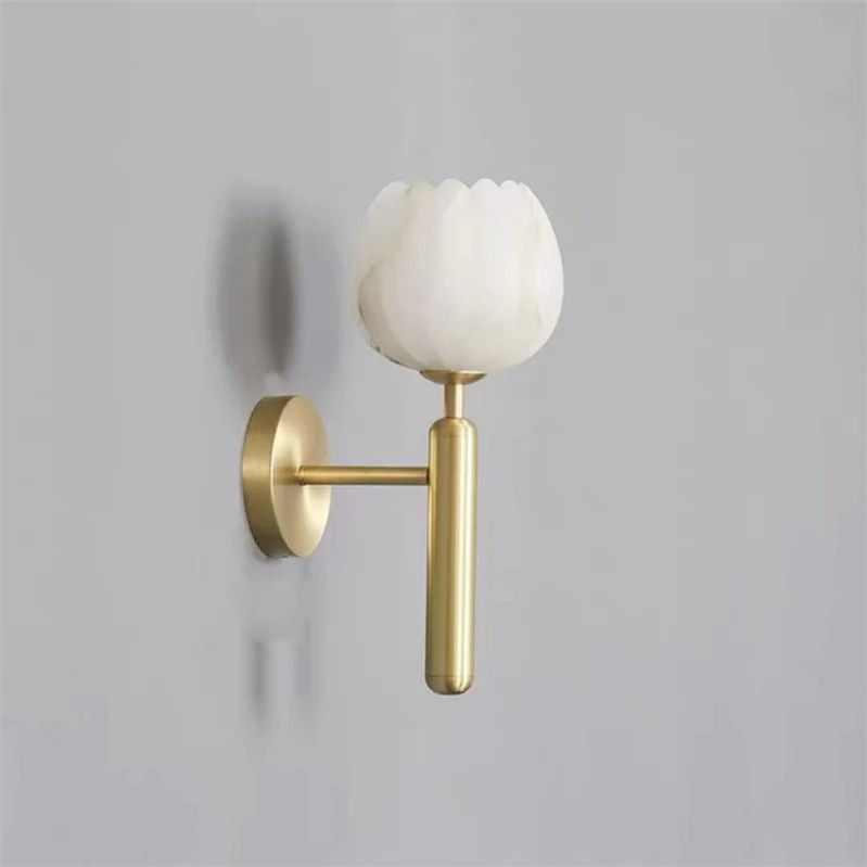 Tulip Alabaster Wall Sconce For Bedroom - thebelacan